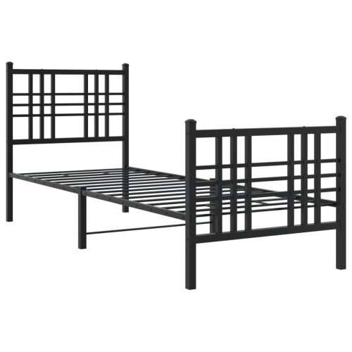 Metalni okvir kreveta uzglavlje i podnožje crni 75x190 cm - Crna 75 x 190 cm s uzglavljem i podnožjem Cijena