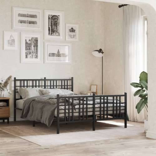 Metalni okvir kreveta uzglavlje i podnožje crni 120x190 cm - Crna 120 x 190 cm s uzglavljem i podnožjem Cijena