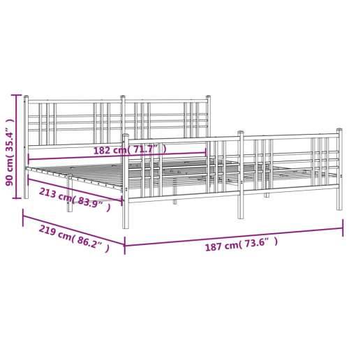 Metalni okvir kreveta uzglavlje i podnožje crni 183x213 cm - Crna 183 x 213 cm s uzglavljem i podnožjem Cijena