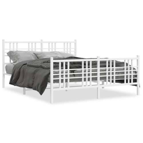 Metalni okvir kreveta uzglavlje i podnožje bijeli 150 x 200 cm - Bijela 150 x 200 cm s uzglavljem i podnožjem Cijena