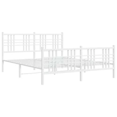 Metalni okvir kreveta uzglavlje i podnožje bijeli 150 x 200 cm - Bijela 150 x 200 cm s uzglavljem i podnožjem Cijena