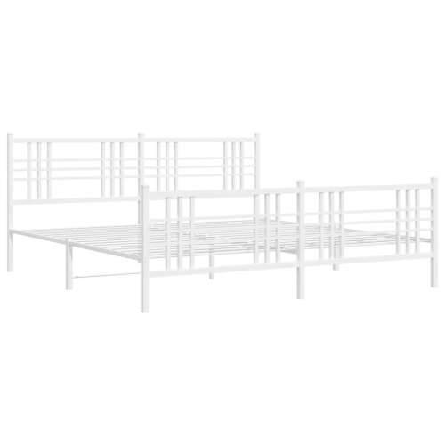 Metalni okvir kreveta uzglavlje i podnožje bijeli 200x200 cm - Bijela 200 x 200 cm s uzglavljem i podnožjem Cijena