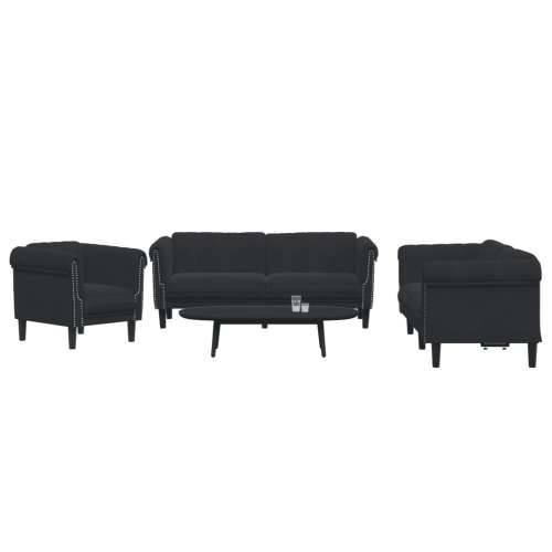3-dijelni set sofa crni baršunasti Cijena