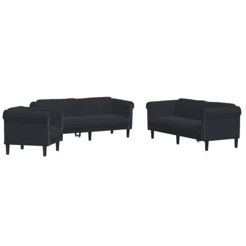 3-dijelni set sofa crni baršunasti Cijena