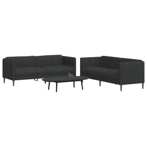 2-dijelni set sofa crni od tkanine Cijena