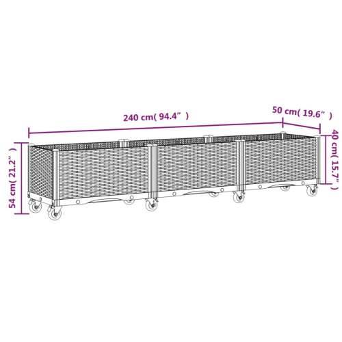 Vrtna sadilica s kotačima crna 240 x 50 x 54 cm PP - Crna 240 x 50 x 54 cm 1 Cijena