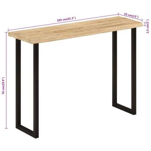 Konzolni stol sa živim rubom 105x33x76 cm masivno drvo manga - Crna 1 u-oblik Cijena