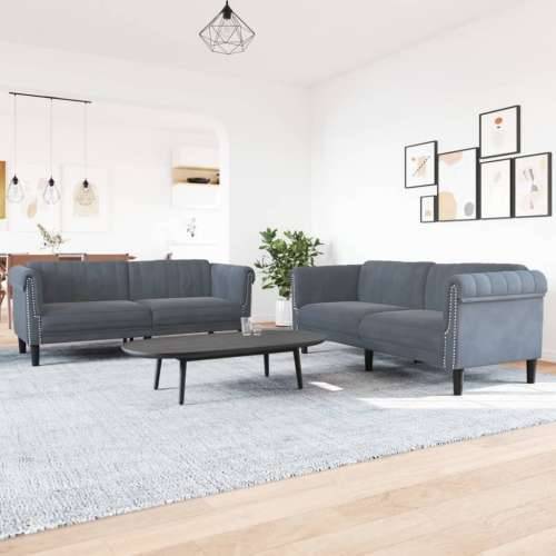 2-dijelni set sofa tamnosivi baršunasti Cijena
