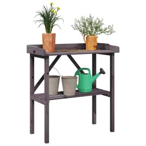 Stol za biljke s policom sivi 78x38x82,5 cm masivna jelovina Cijena