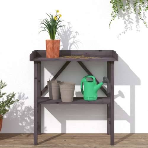 Stol za biljke s policom sivi 78x38x82,5 cm masivna jelovina - Siva 1 Cijena