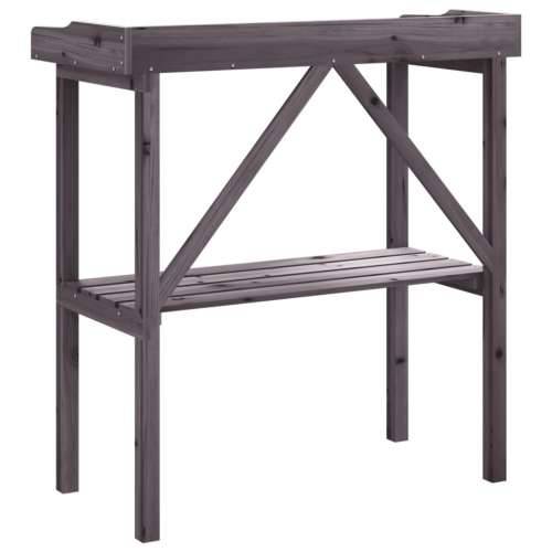 Stol za biljke s policom sivi 78x38x82,5 cm masivna jelovina - Siva 1 Cijena