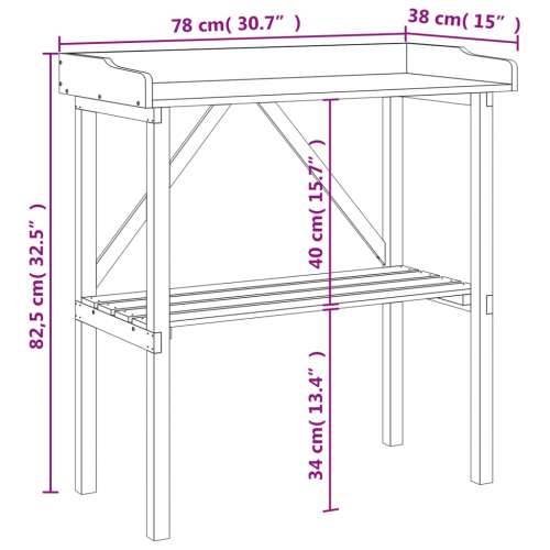 Stol za biljke s policom sivi 78x38x82,5 cm masivna jelovina - Siva 1 Cijena