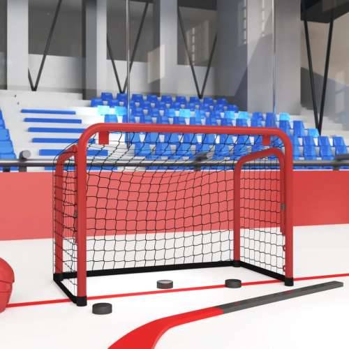 Hokejaški gol s mrežom crveno-crni 68x32x47cm čelik i poliester  Cijena