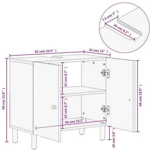 Kupaonski ormarić za Lavabo - Umivaonik crni 62x33x58 cm od drva manga - Crna 1 Cijena