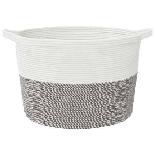 Košara za rublje sivo-bijela Ø 60 x 36 cm pamučna - Siva i bijela 60 x 36 cm 1 Cijena