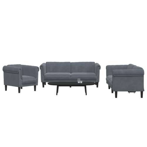 3-dijelni set sofa tamnosivi baršunasti Cijena
