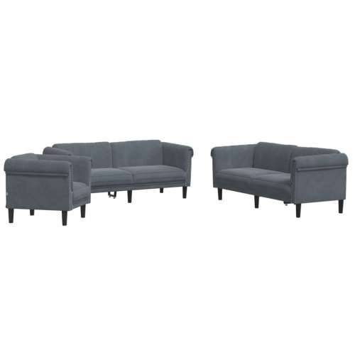 3-dijelni set sofa tamnosivi baršunasti Cijena