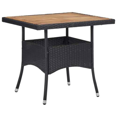 Vrtna garnitura - 3-dijelni vrtni blagovaonski set od poliratana i masivnog drva - Dužina stola 80 cm 2 Cijena