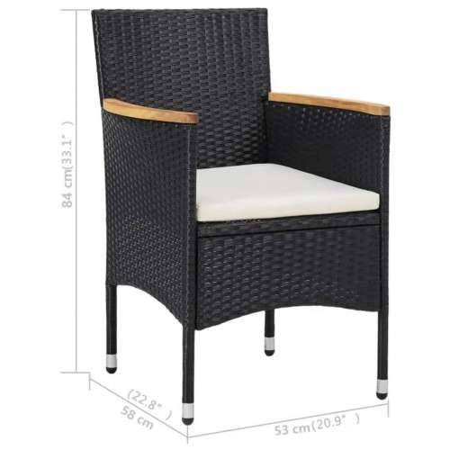 Vrtna garnitura - 3-dijelni vrtni blagovaonski set od poliratana i masivnog drva - Dužina stola 80 cm 2 Cijena