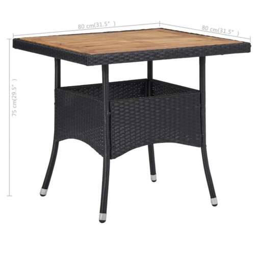 Vrtna garnitura - 3-dijelni vrtni blagovaonski set od poliratana i masivnog drva - Dužina stola 80 cm 2 Cijena