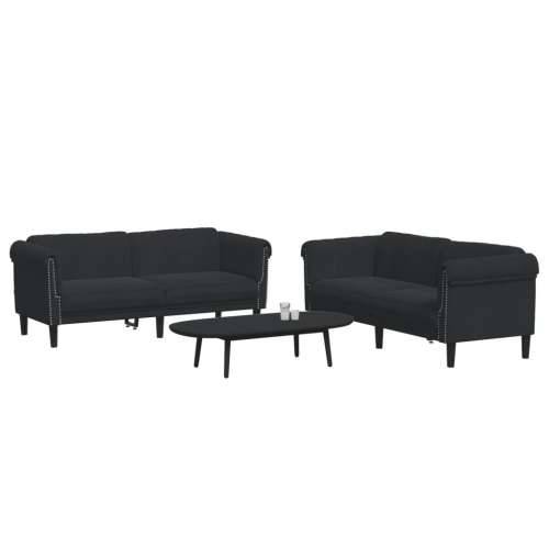 2-dijelni set sofa crni baršunasti - Crna dvosjed + trosjed Cijena
