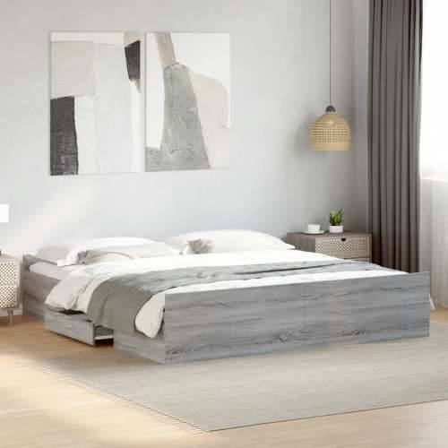 Okvir za krevet s ladicama boja hrasta 180x200 cm - Sivi hrast sonoma 180 x 200 cm Cijena