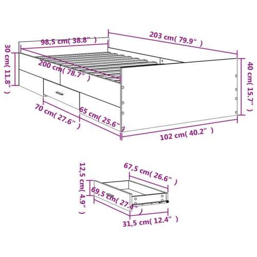 Okvir za krevet s uzglavljem boja hrasta 100x200 cm drveni - sonoma hrast 100 x 200 cm Cijena