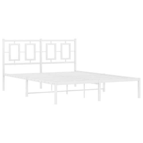 Metalni okvir za krevet s uzglavljem bijeli 140 x 190 cm - Bijela 140 x 190 cm s uzglavljem Cijena