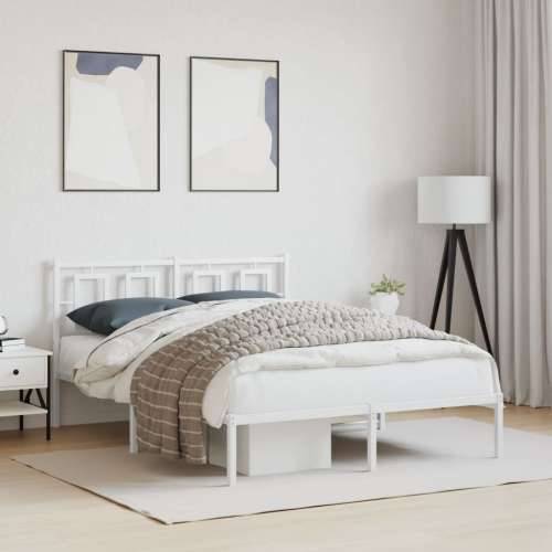 Metalni okvir za krevet s uzglavljem bijeli 140 x 190 cm - Bijela 140 x 190 cm s uzglavljem Cijena