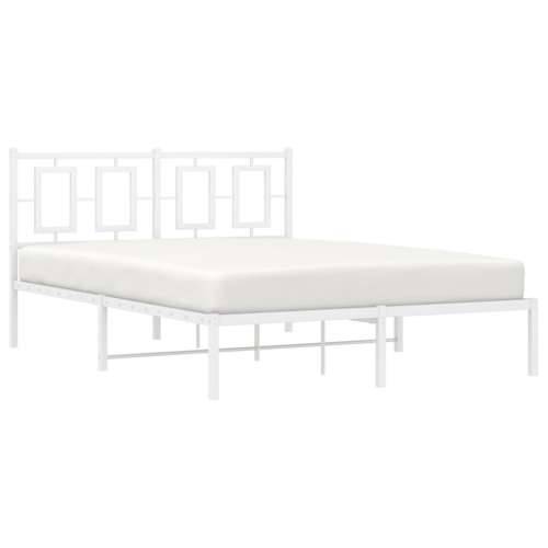 Metalni okvir za krevet s uzglavljem bijeli 140 x 190 cm - Bijela 140 x 190 cm s uzglavljem Cijena