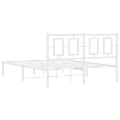Metalni okvir za krevet s uzglavljem bijeli 140 x 190 cm - Bijela 140 x 190 cm s uzglavljem Cijena