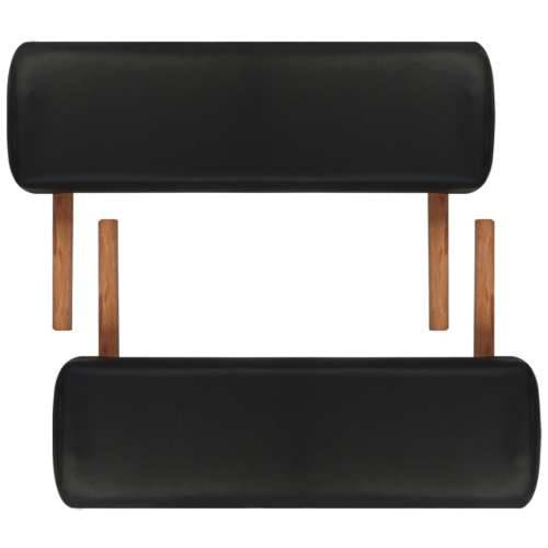 Crni sklopivi stol za masažu s 2 zone i drvenim okvirom Cijena