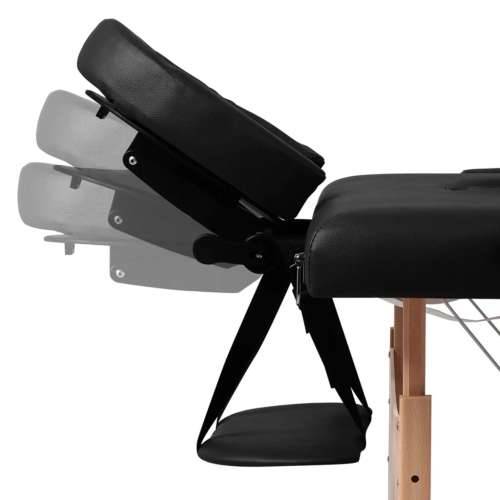 Crni sklopivi stol za masažu s 2 zone i drvenim okvirom Cijena