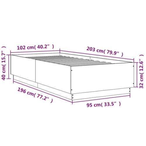 Okvir za krevet boja hrasta 100x200 cm od konstruiranog drva - Sivi hrast sonoma 100 x 200 cm Cijena