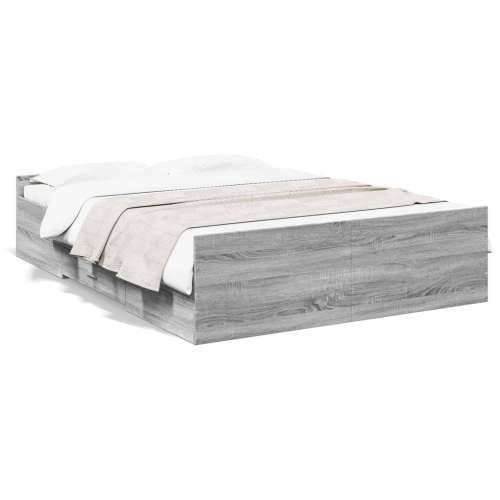 Okvir za krevet s ladicama boja sivog hrasta 120x190 cm drveni - Sivi hrast sonoma 120 x 190 cm Cijena