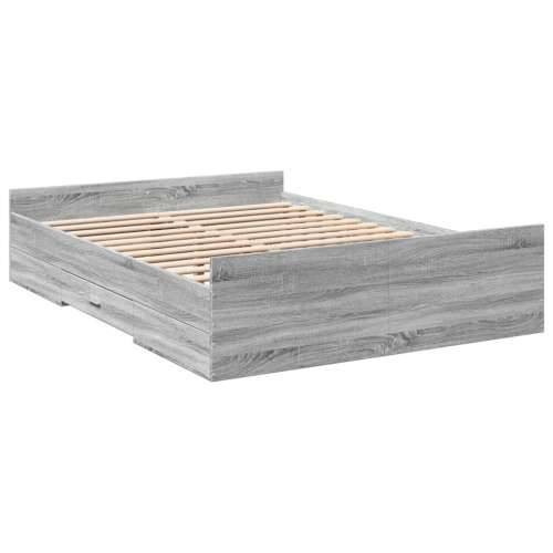 Okvir za krevet s ladicama boja sivog hrasta 120x190 cm drveni - Sivi hrast sonoma 120 x 190 cm Cijena