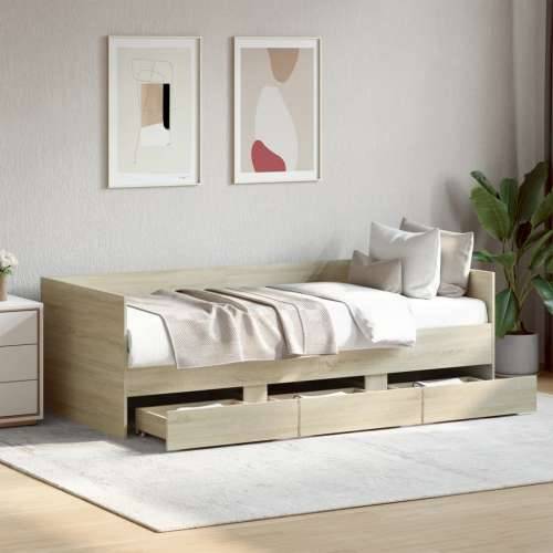 Dnevni krevet s ladicama bez madraca boja hrasta 90x200 cm - sonoma hrast 90 x 200 cm Cijena