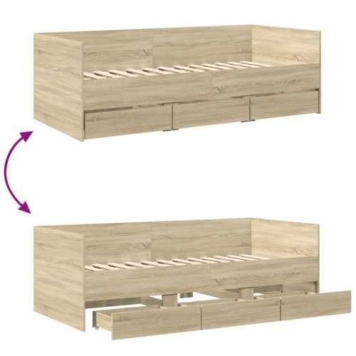 Dnevni krevet s ladicama bez madraca boja hrasta 90x200 cm - sonoma hrast 90 x 200 cm Cijena