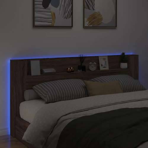 Ormarić za uzglavlje LED boja smeđeg hrasta 220x16,5x103,5 cm - Smeđi hrast 220 x 16.5 x 103.5 cm 1 Cijena