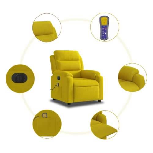 Električni Masažni naslonjač - Masažna fotelja Žuta baršunasti - Žuta 1 Električno guranje unatrag Da Cijena