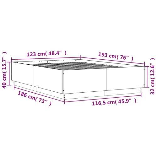 Okvir kreveta boja betona 120x190 cm od konstruiranog drva - Beton siva 120 x 190 cm Cijena