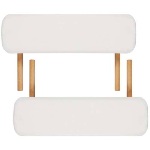 Krem bijeli sklopivi stol za masažu s 2 zone i drvenim okvirom Cijena