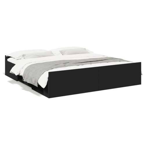 Okvir za krevet s ladicama crni 200x200 cm konstruirano drvo - Crna 200 x 200 cm Cijena