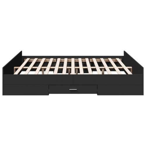 Okvir za krevet s ladicama crni 200x200 cm konstruirano drvo - Crna 200 x 200 cm Cijena
