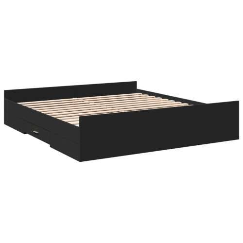 Okvir za krevet s ladicama crni 200x200 cm konstruirano drvo - Crna 200 x 200 cm Cijena