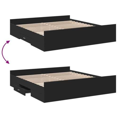 Okvir za krevet s ladicama crni 200x200 cm konstruirano drvo - Crna 200 x 200 cm Cijena