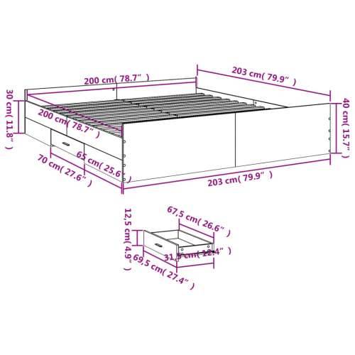 Okvir za krevet s ladicama crni 200x200 cm konstruirano drvo - Crna 200 x 200 cm Cijena