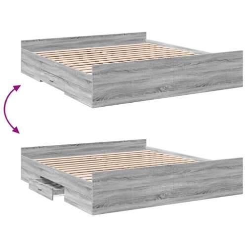 Okvir za krevet s ladicama boja hrasta 200x200 cm drveni - Sivi hrast sonoma 200 x 200 cm Cijena