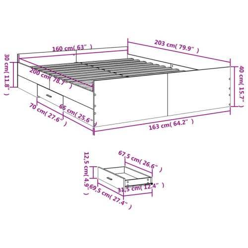 Okvir kreveta s ladicama bez madraca bijeli 160x200 cm - Bijela 160 x 200 cm Cijena