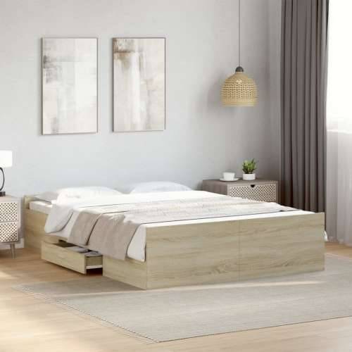 Okvir za krevet s ladicama boja hrasta 120x190 cm drveni - sonoma hrast 120 x 190 cm Cijena